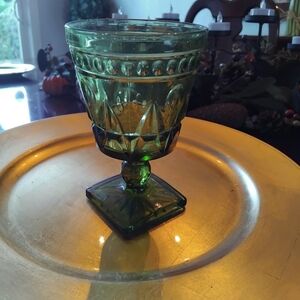 Green Indiana glass stemware